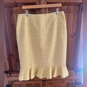 Donna Karan Textured Yellow Pencil Skirt Size 14